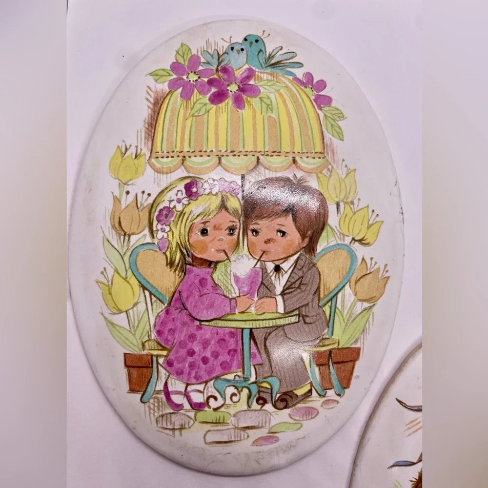 Vintage Oval Wall Hangings Nursery Decor - Ceramic